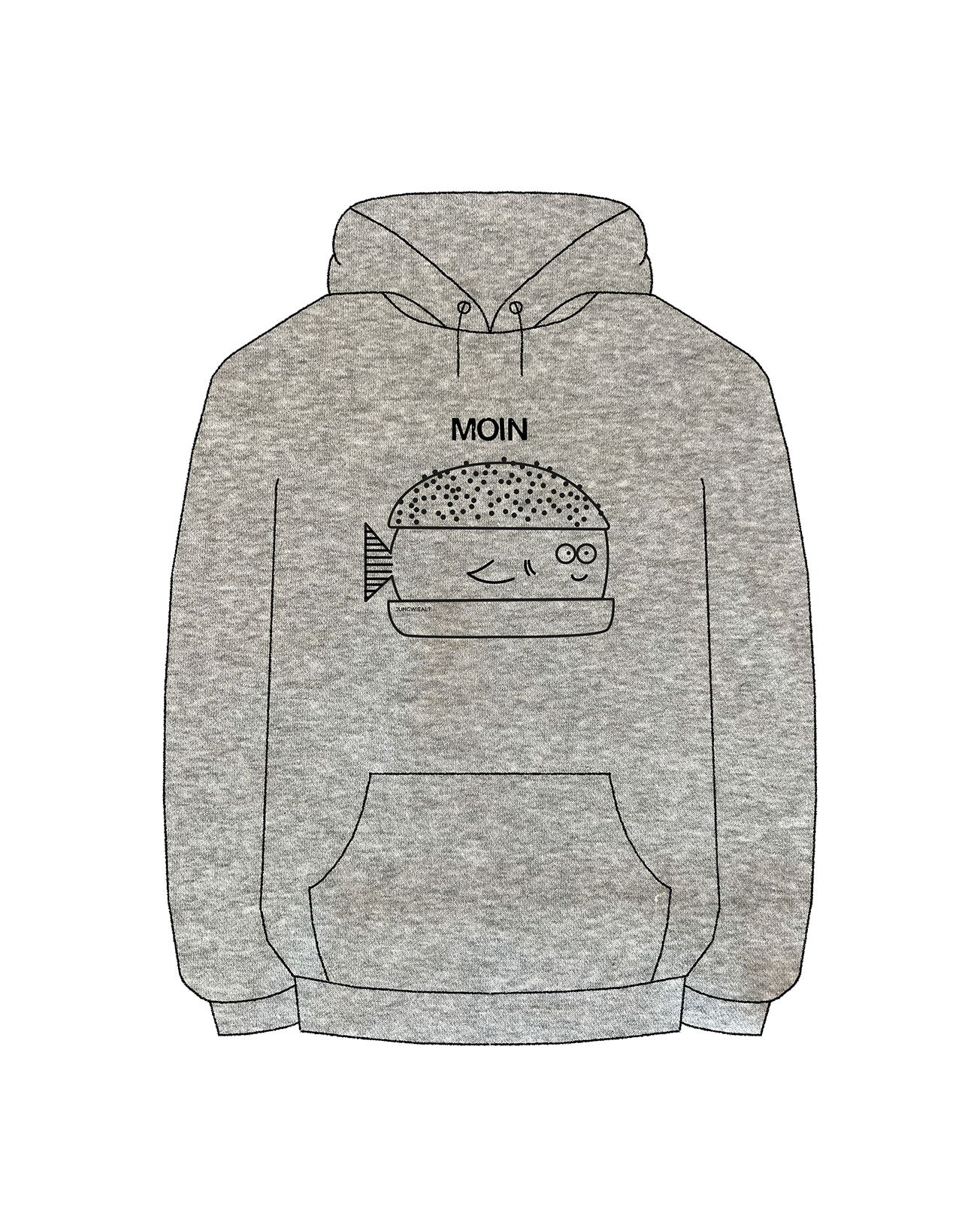 Hoodie Fischbrötchen Graumeliert