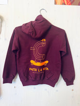 Laden Sie das Bild in den Galerie-Viewer, Kids Hoodie Pasta La Vista Maroon