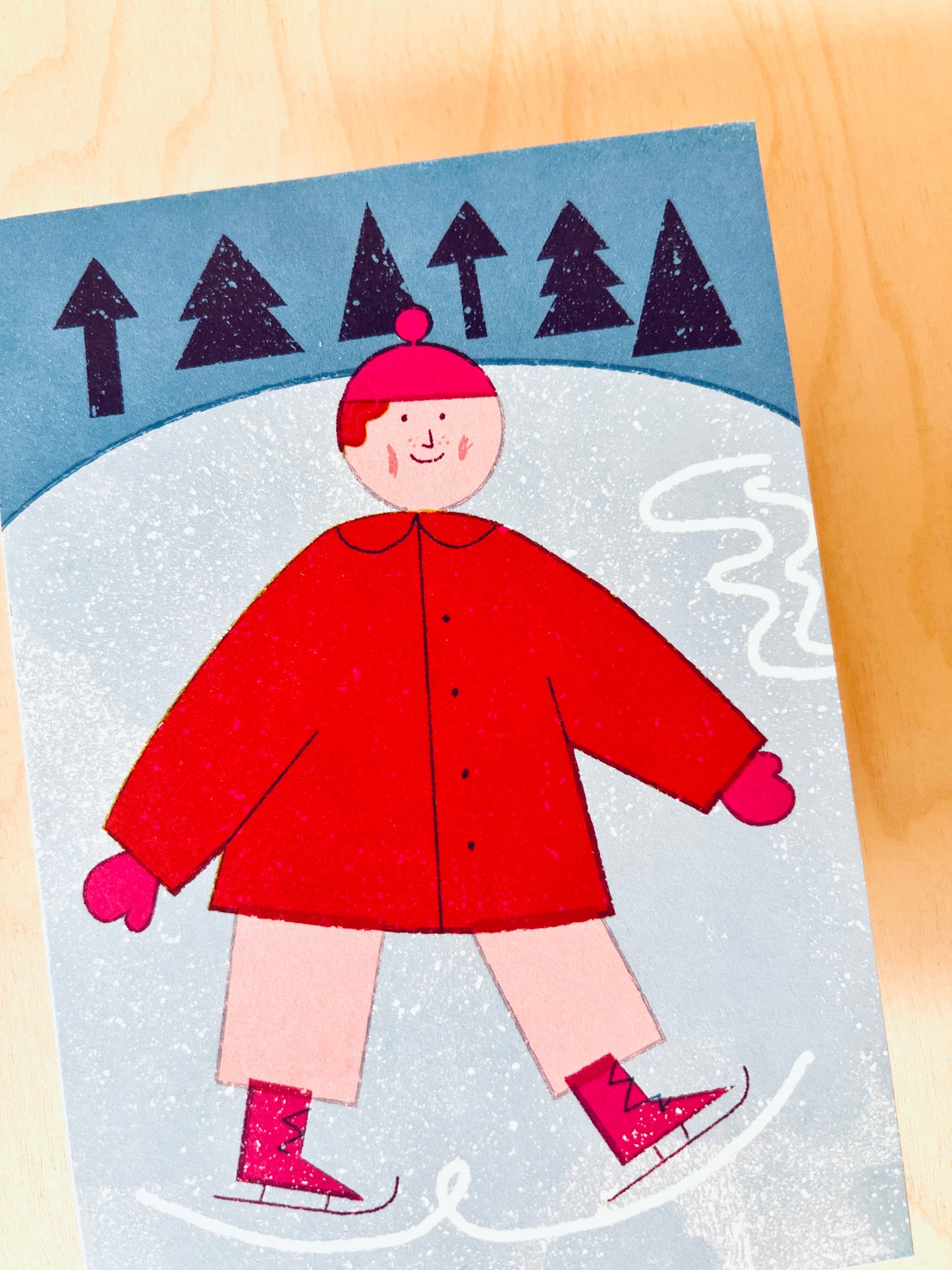 Schlittschuhläufer Postkarte DIN A6