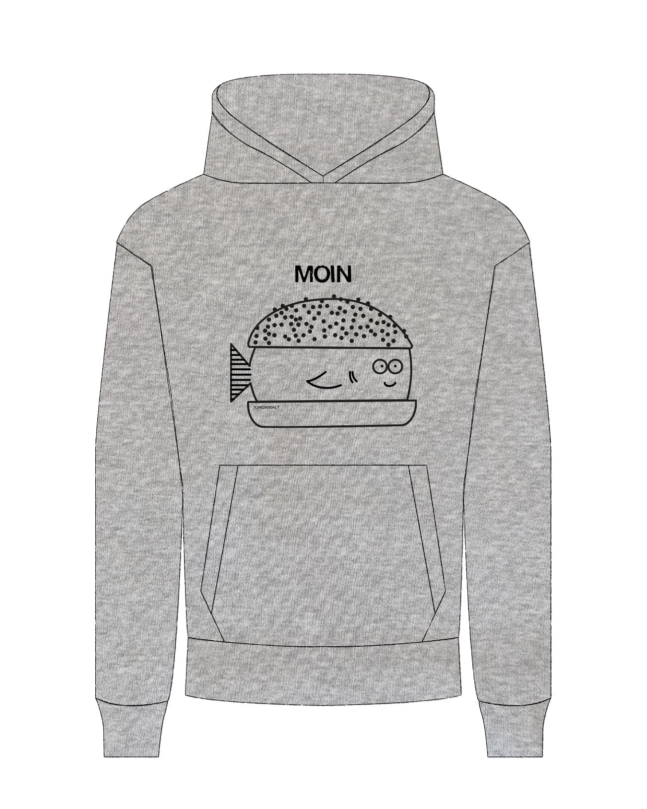 Kids Hoodie Fischbrötchen Grau meliert