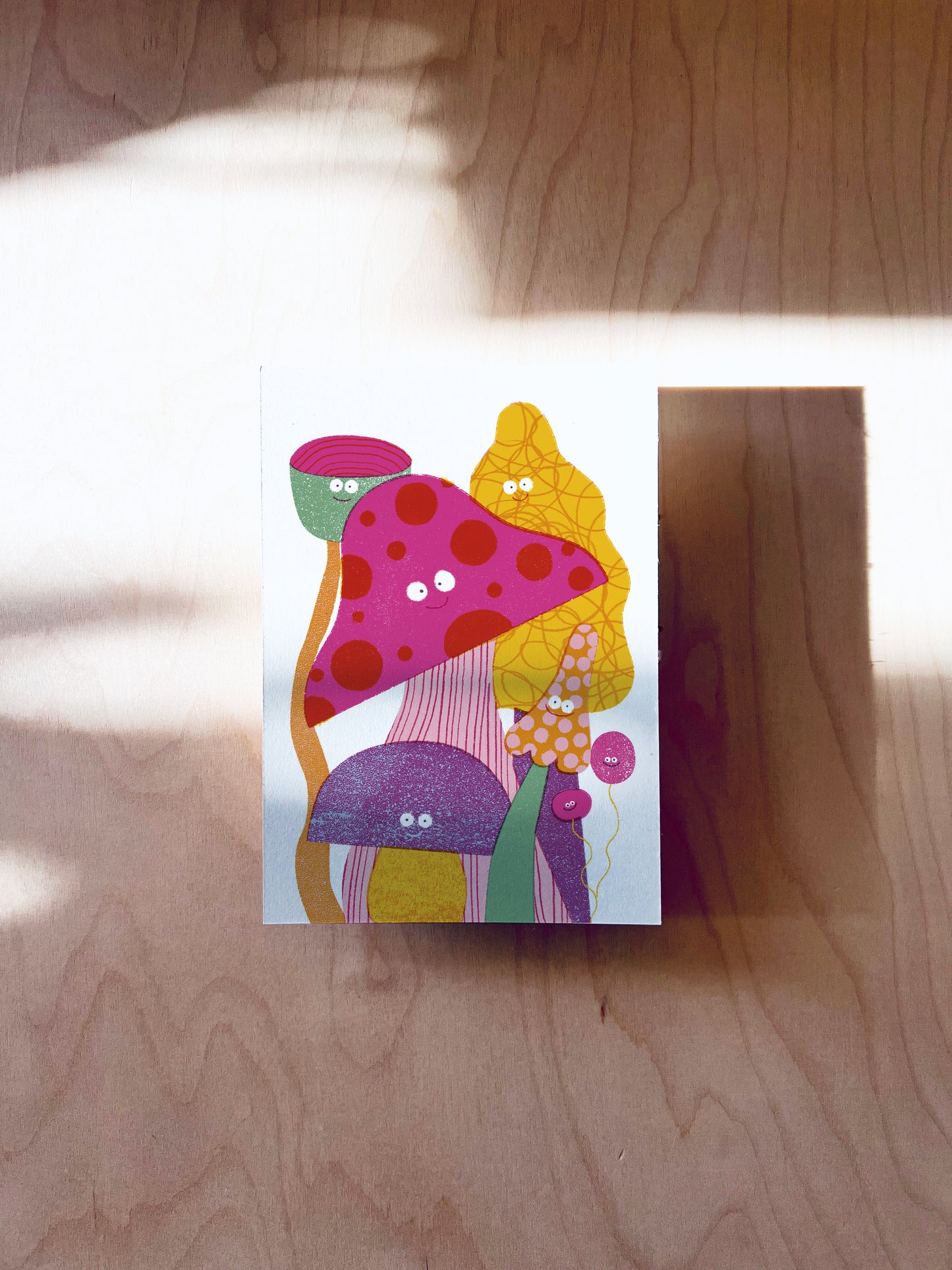 Fröhliche Pilze Postkarte DIN A6