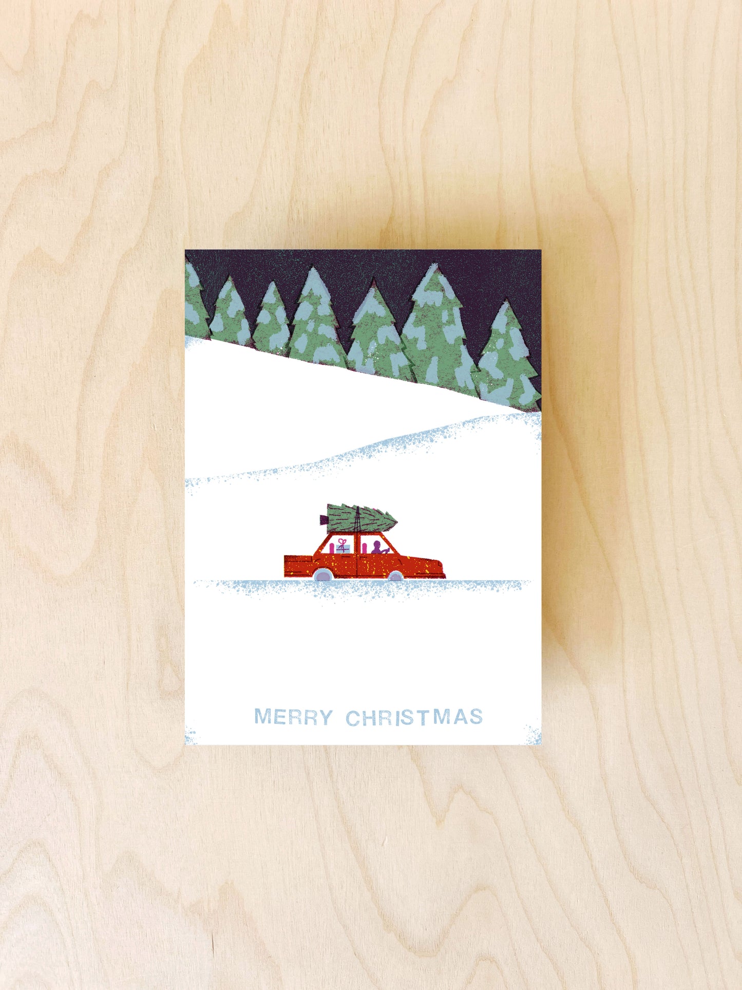 Christmas Car Postkarte DIN A6