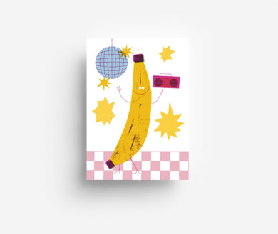Disco Banane Postkarte DIN A6