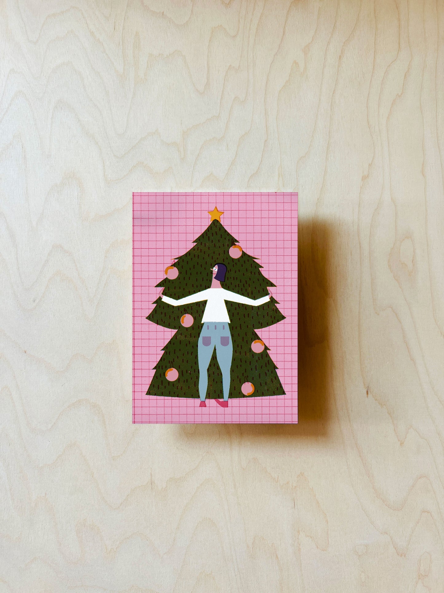 Weihnachtsbaum Pink Postkarte DIN A6