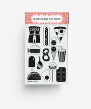 Laden Sie das Bild in den Galerie-Viewer, black and white Junk Food Temporary Tattoos