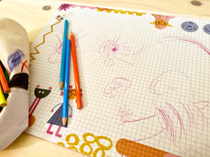 colorful desk pad for kids with pens