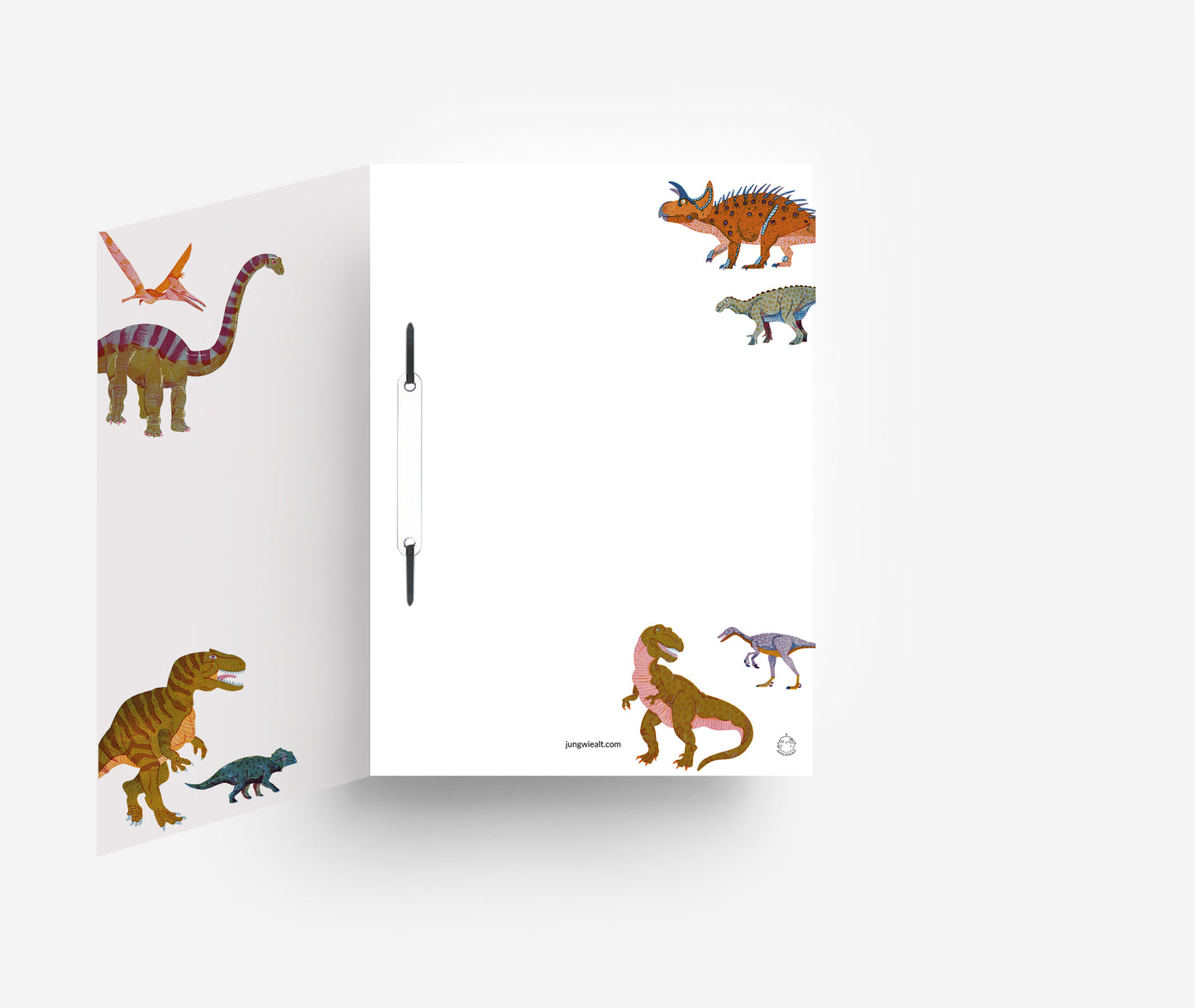 detail of Dino Paper folder with filing strip