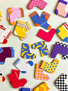 selection of sock shaped matching game memo 