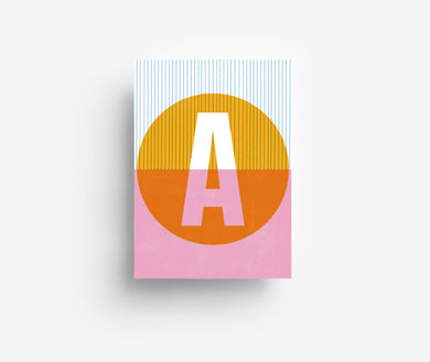 Farbige Alphabet Postkarte A - Z DIN A6
