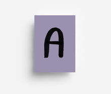 Laden Sie das Bild in den Galerie-Viewer, Schwarze Alphabet Postkarte A - Z DIN A6