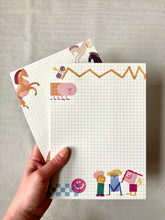 Laden Sie das Bild in den Galerie-Viewer, hand holding Friends Notepad with grid background and fun characters