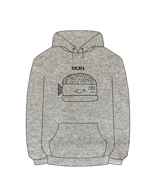 Hoodie Fischbrötchen Graumeliert