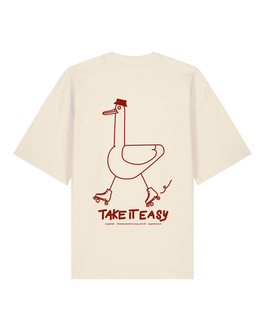 Oversize T-Shirt Take It Easy Natural Raw