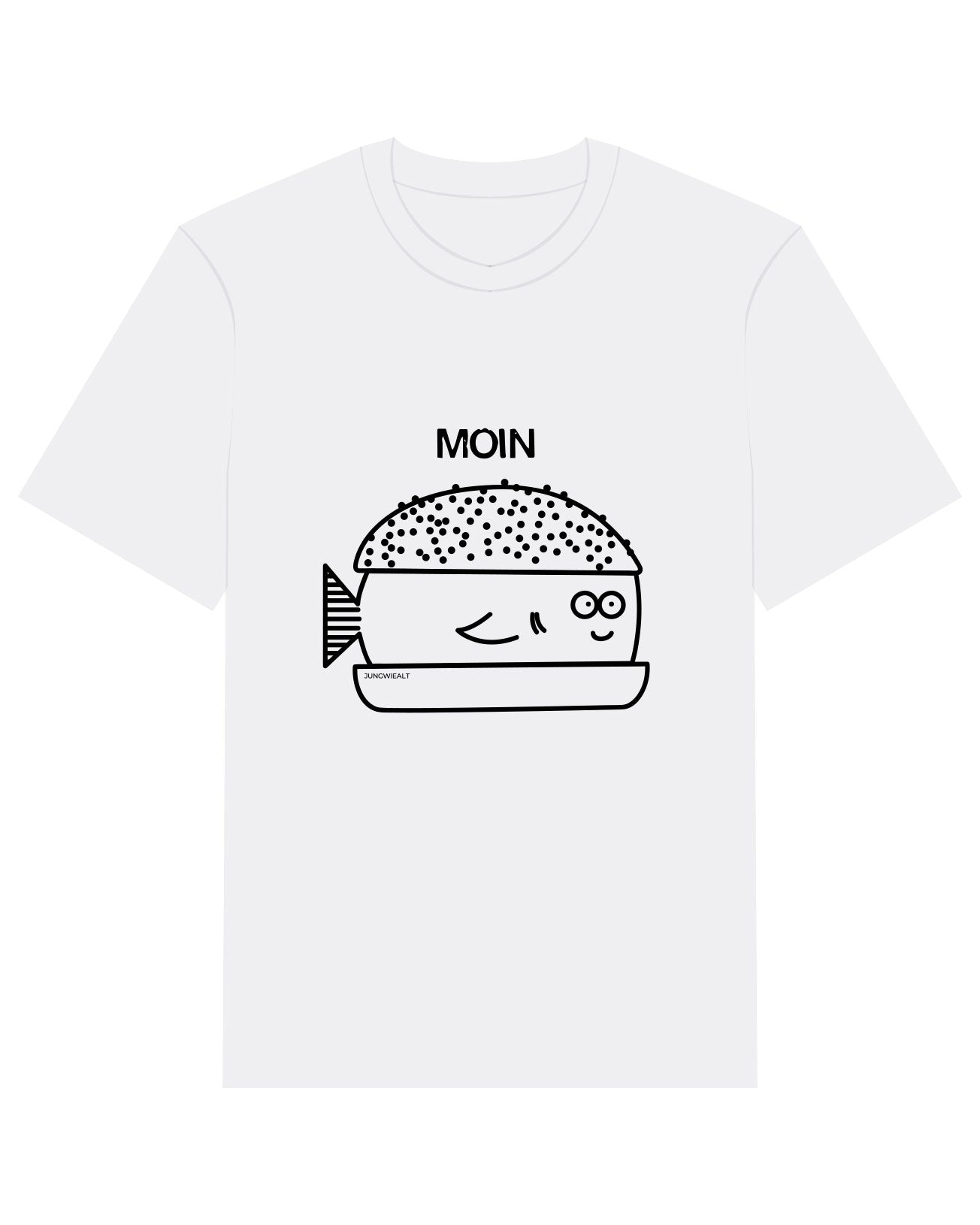 Regular T-Shirt Fischbrötchen Weiß