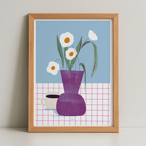 Kaffee Blumen Digitaldruck DIN A3