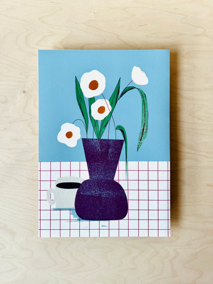 Kaffee und Blumen Fine Art Druck DIN A3