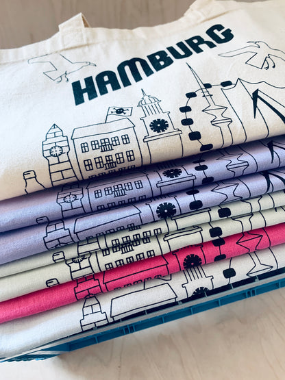detail pf Screen Printed Hamburg Cotton Bag Pink jungwiealt