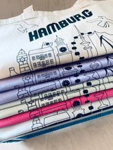 Load image into Gallery viewer, detail of Screen Printed Hamburg Cotton Bag Lavender jungwiealt