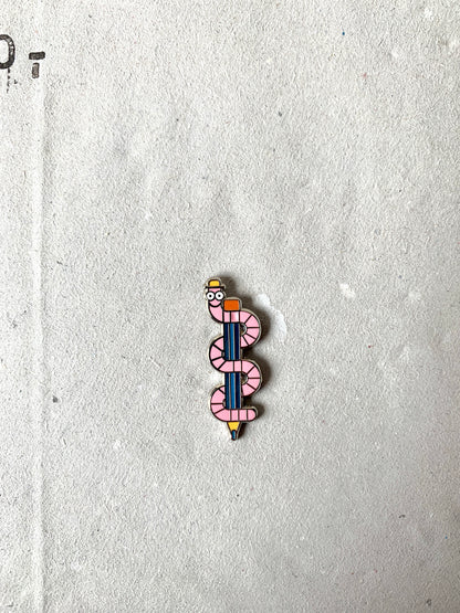 Worm Pen Enamel Pin