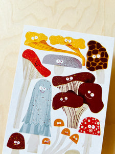 Cute Mushrooms Postcard DIN A6