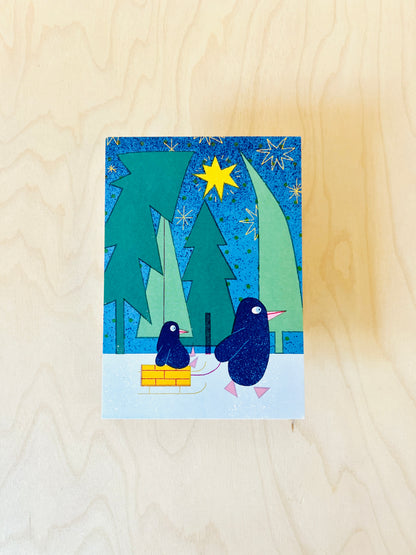Schlitten Postkarte DIN A6