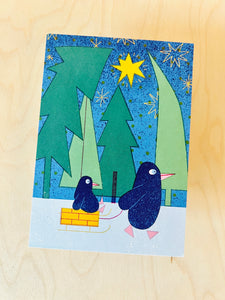 Penguin Slide Postcard DIN A6