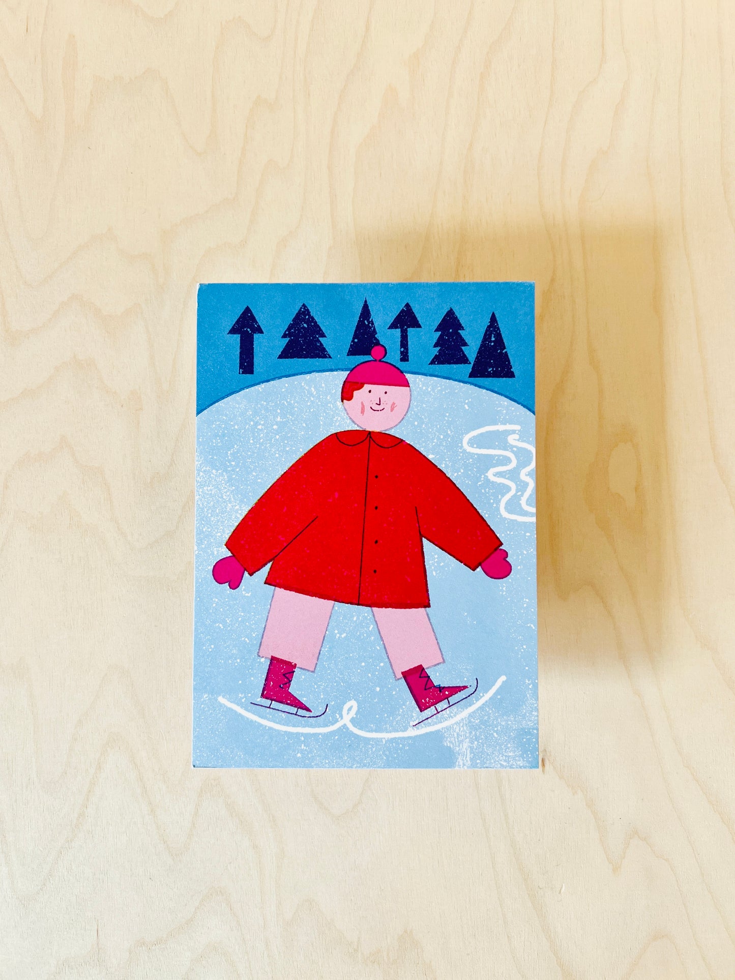 Schlittschuhläufer Postkarte DIN A6