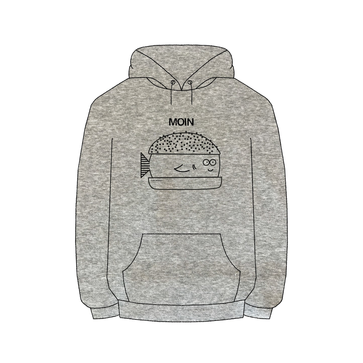 Hoodie Fischbrötchen Graumeliert