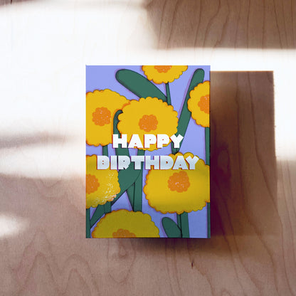 Lila Geburtstagsblumen Postkarte DIN A6