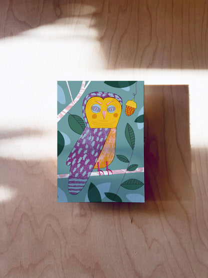 Eule Postkarte DIN A6
