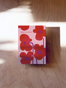 Red Flowers Postcard DIN A6