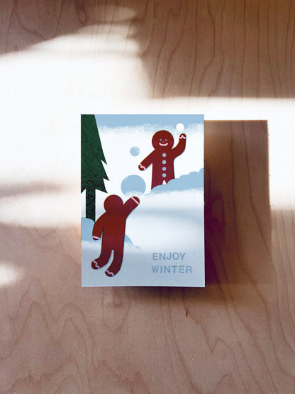 Schneeballschlacht Postkarte DIN A6