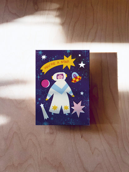 Weltraumlady Postkarte DIN A6