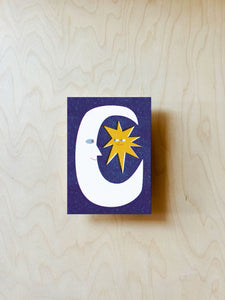 Moon & Star Postcard DIN A6