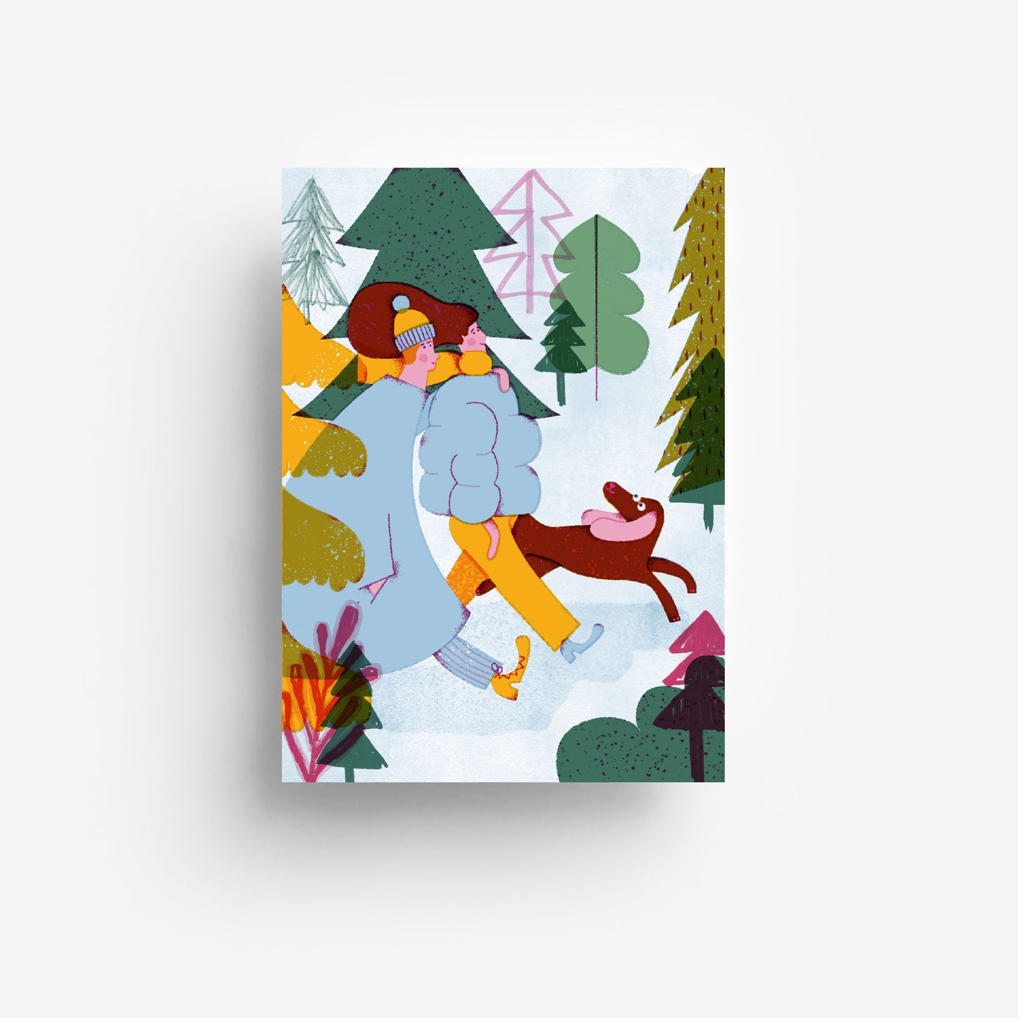 Winterspaziergang Postkarte DIN A6