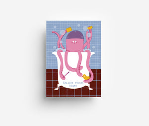 Badeoktopus Postkarte DIN A6 