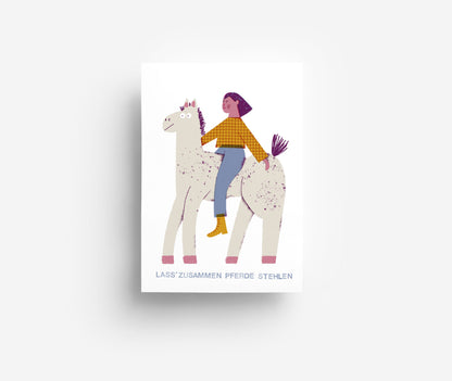 Pferde Stehlen Postkarte DIN A6