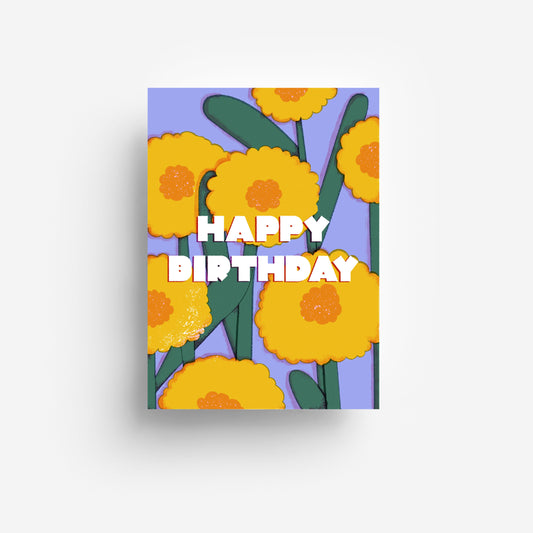 Lila Geburtstagsblumen Postkarte DIN A6