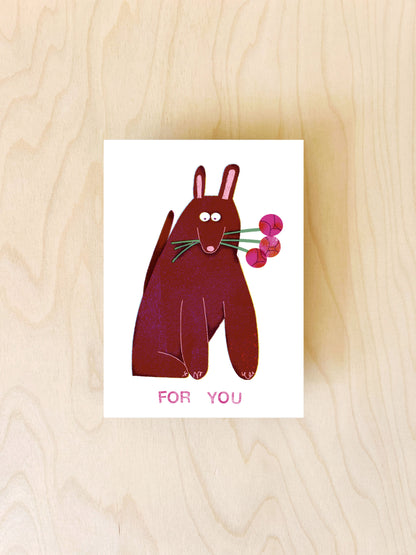 Flower Dog Postkarte DIN A6