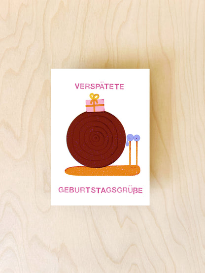 Verspätete Geburtstagsgrüße Postkarte DIN A6