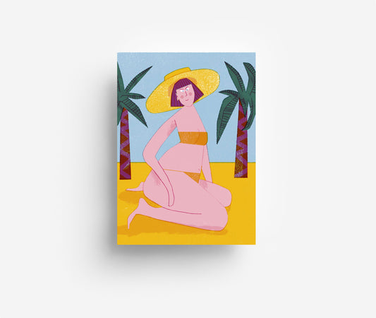 Beach Lady Postkarte DIN A6