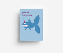 Load image into Gallery viewer, Birthday Shark Postcard DIN A6