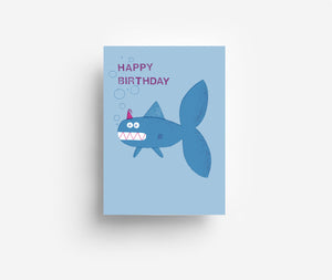 Geburtstags-Hai Postkarte DIN A6