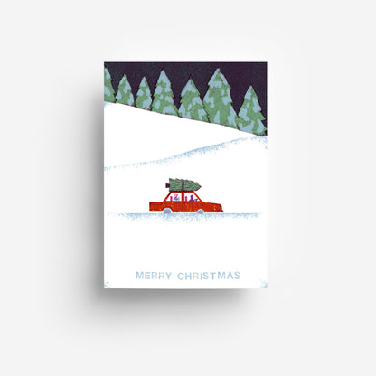 Christmas Car Postkarte DIN A6