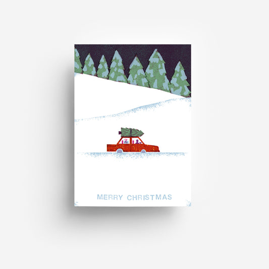 Christmas Car Postkarte DIN A6