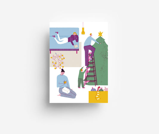 Weihnachtsfamilie Postkarte DIN A6