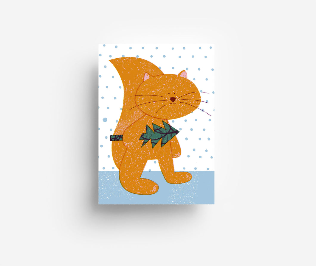 Christmas Squirrel Postcard DIN A6