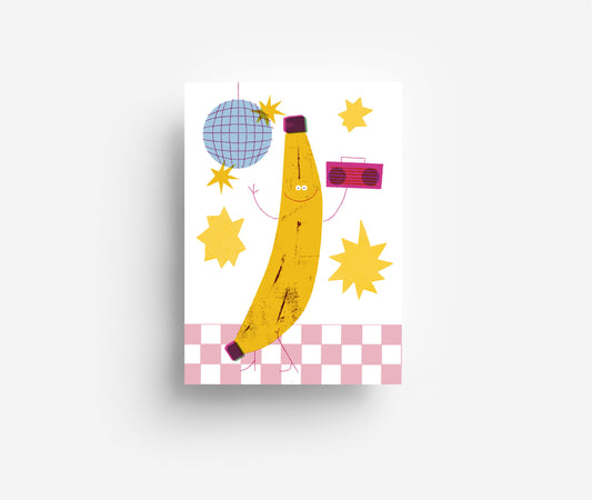 Disco Banana Postkarte DIN A6