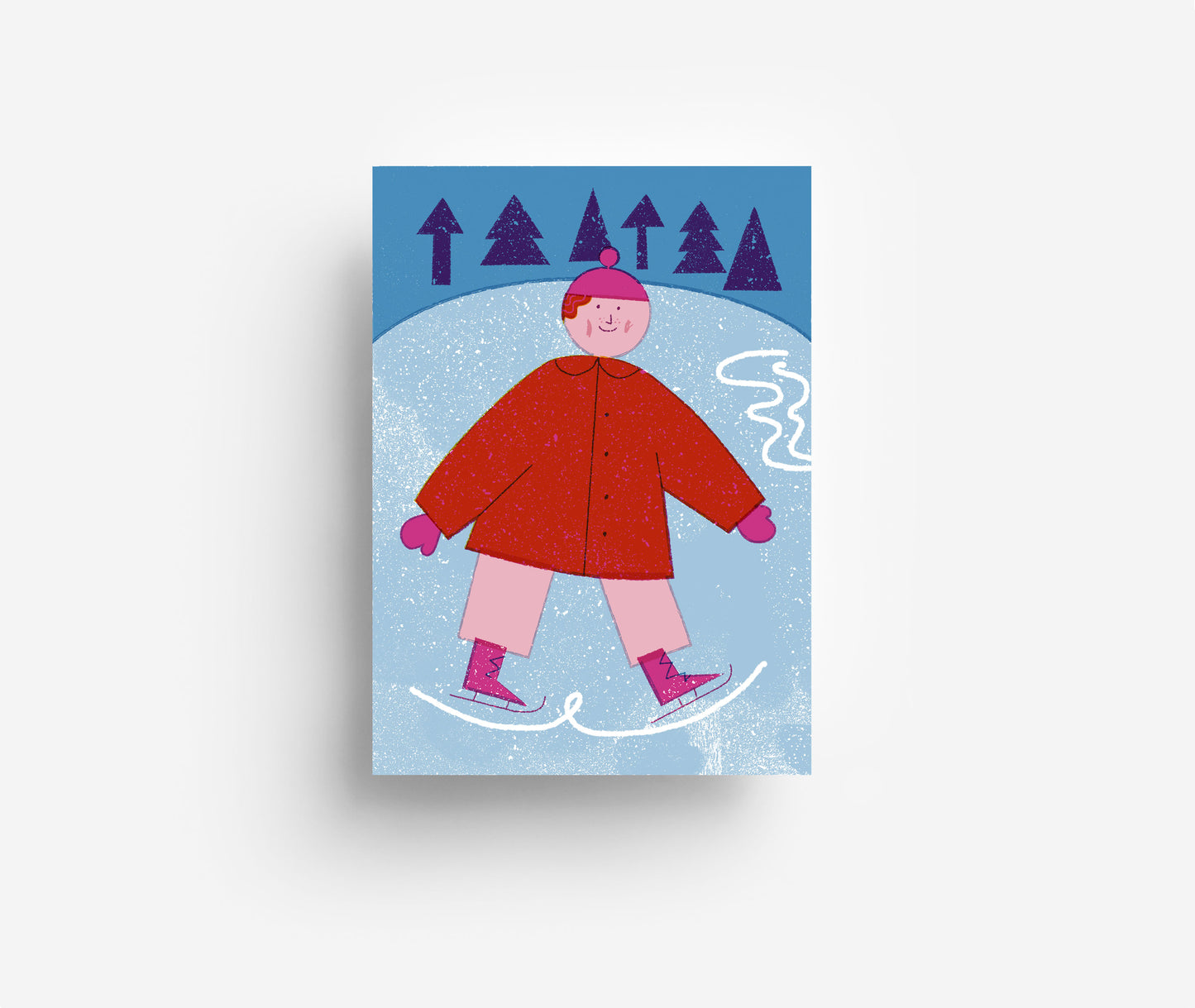 Schlittschuhläufer Postkarte DIN A6