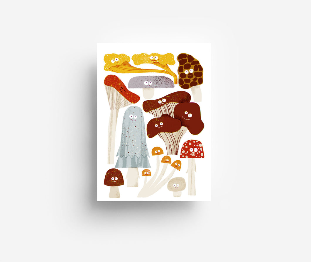 Cute Mushrooms Postcard DIN A6